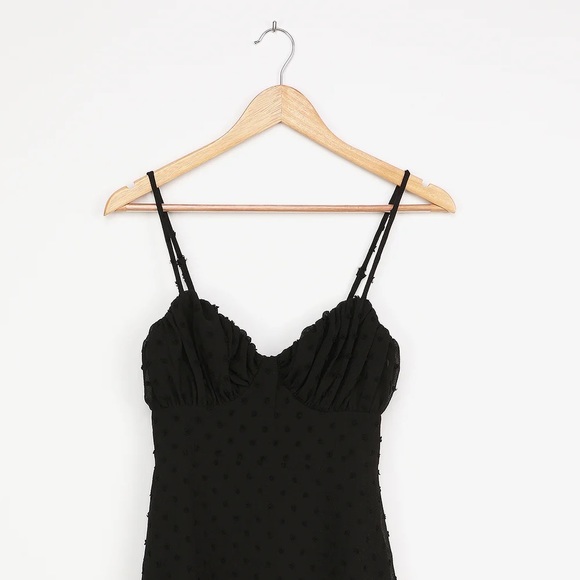 NWT Lulus Black Swiss Dot Mini Dress - Picture 4 of 11